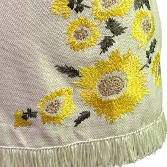 Boston Proper NWT Floral Embroidered Raffia Fringe Mini Skirt size 16 - Picture 10 of 16